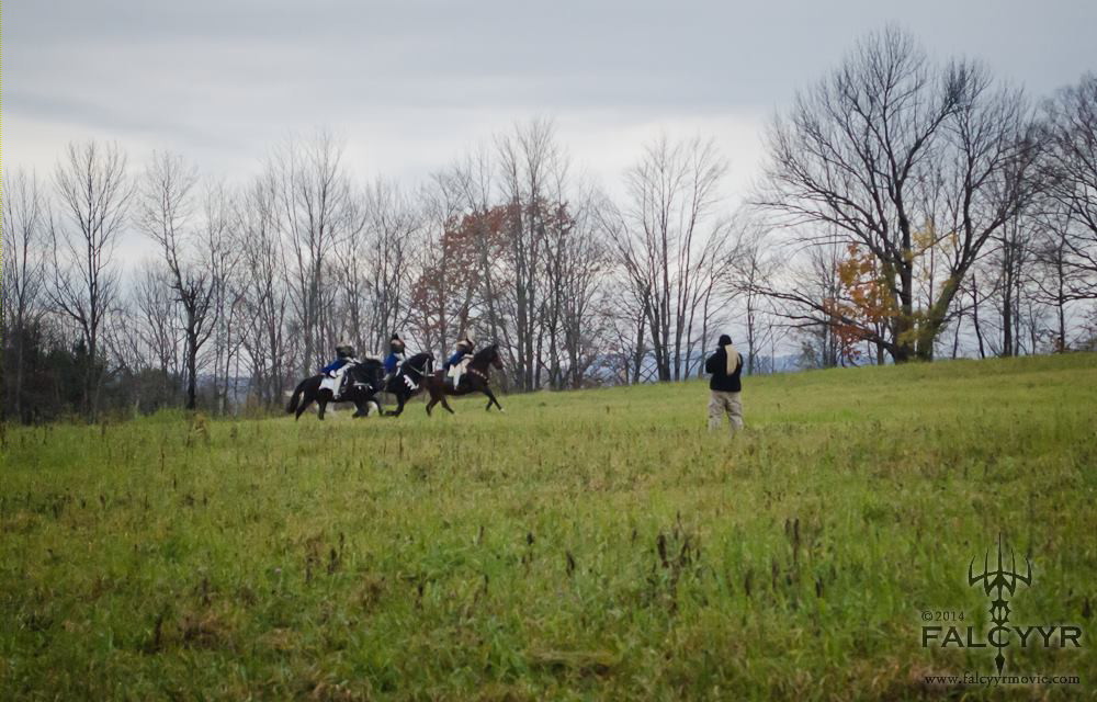 It is hard to see us but this shot shows us galloping by Ahura as he films the close-ups. Photo credit: Unicovia Pictures.