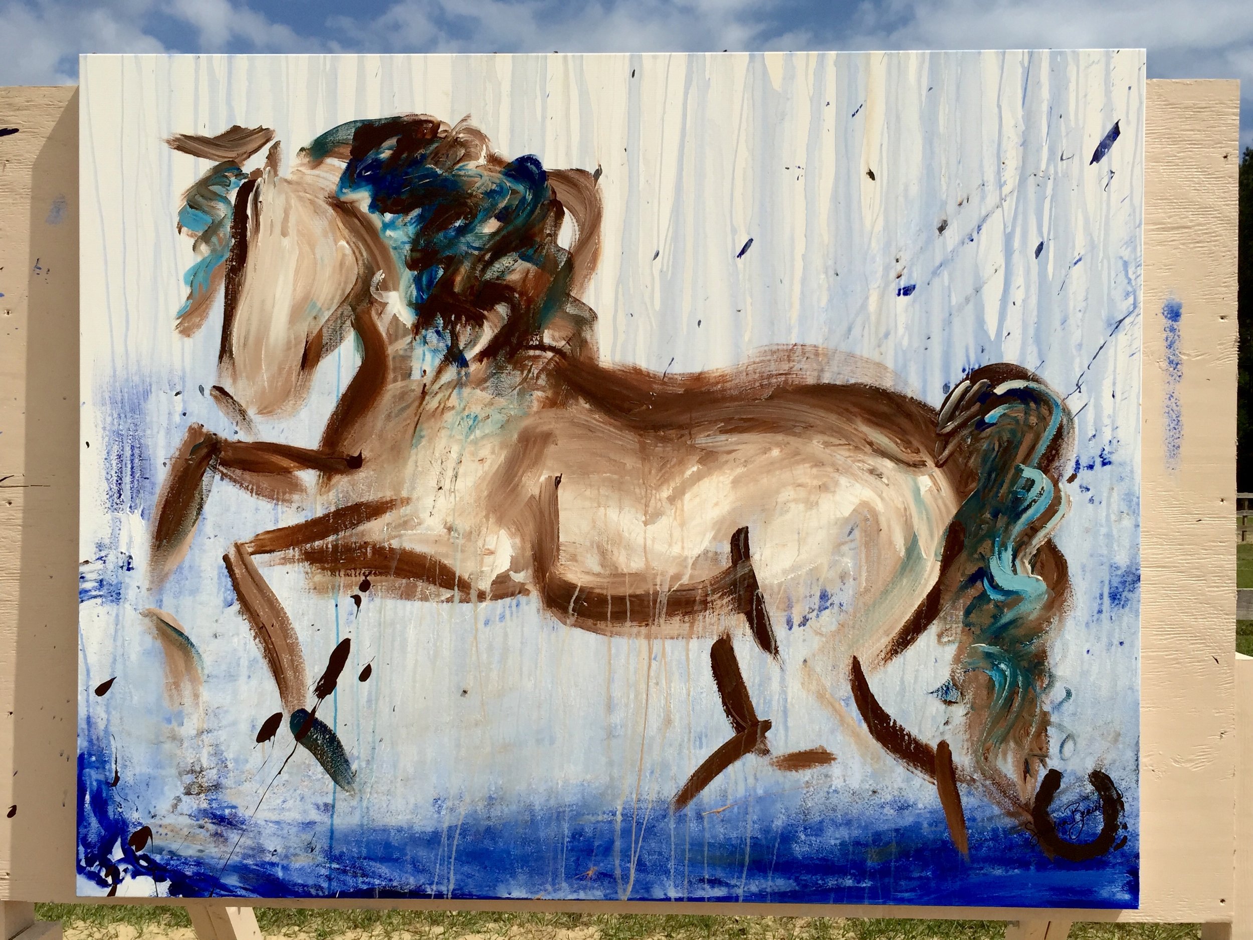 Art on Horseback %22Dancing in the Rain%22 Horse Art Equine Sandra Beaulieu Abstract Calligraph.jpg