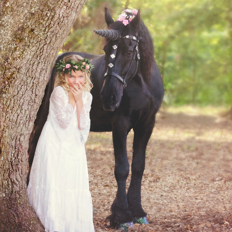 Aubrey and douwe in a unicorn inspired photo shoot. fairytales brought to life!