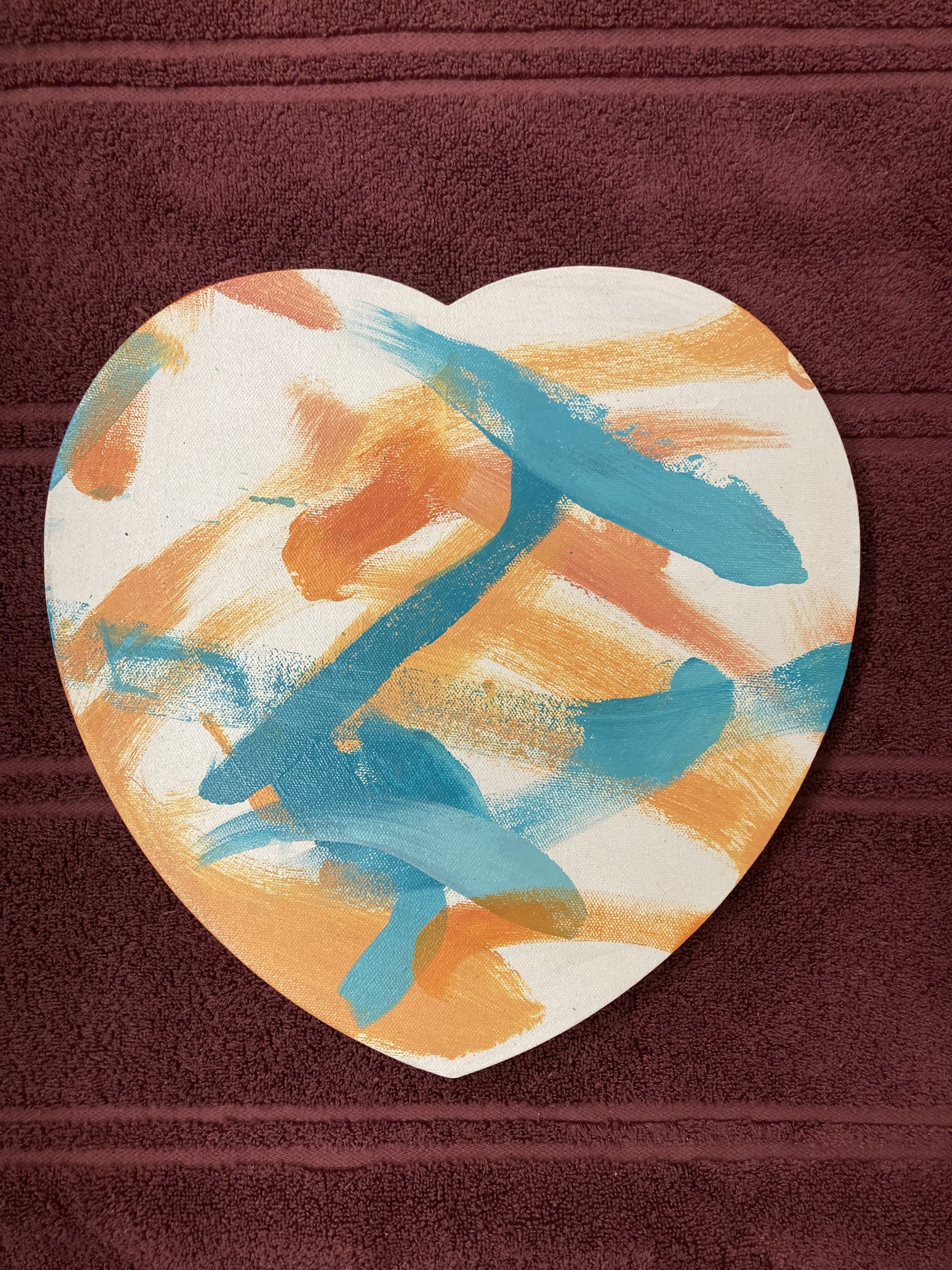 Teal and Orange Heart - 12 x 12