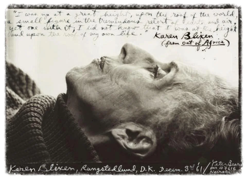 Karen Blixen aka;Isak Dinesen photo by Peter Beard 1962