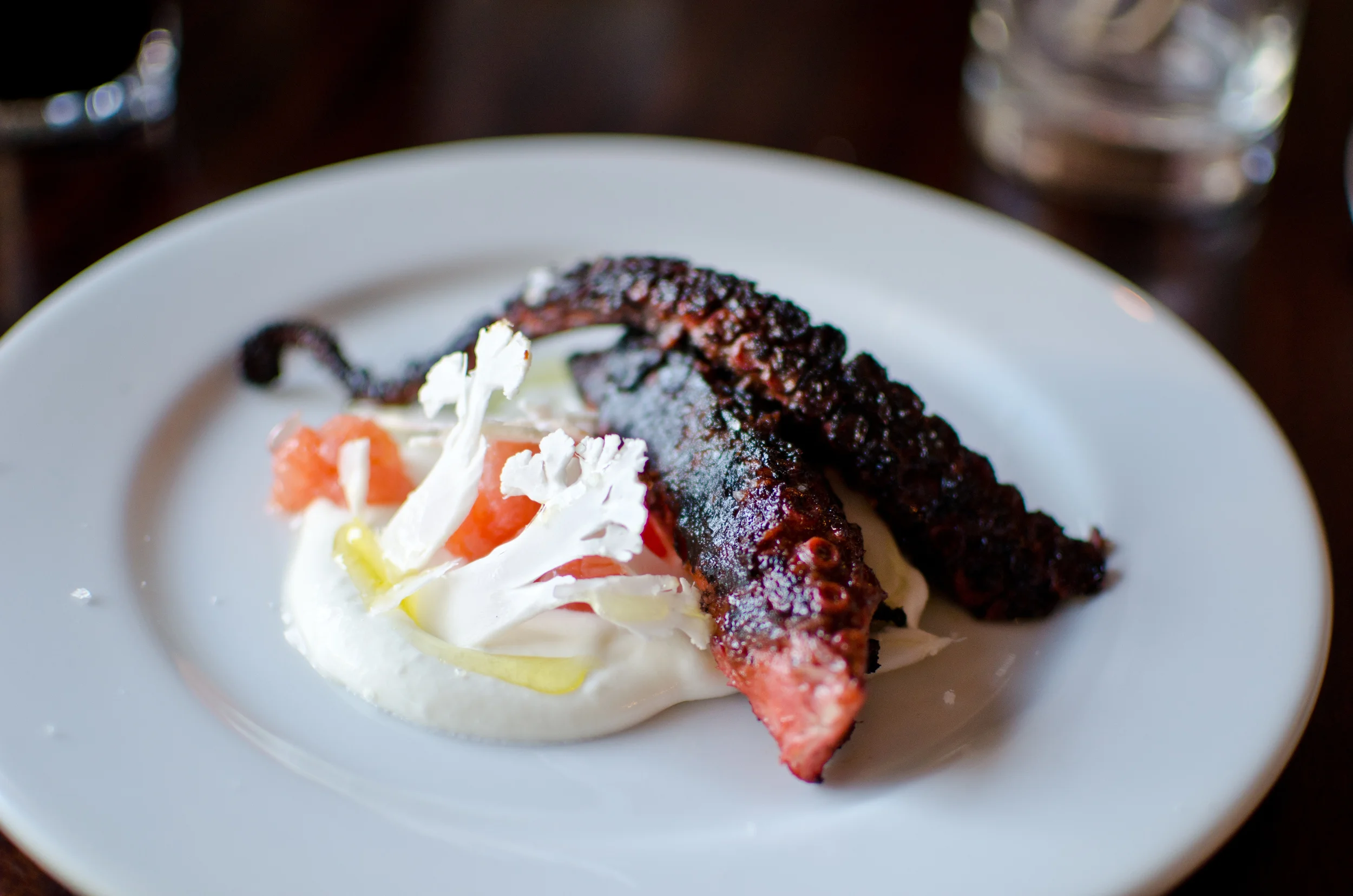 Plancha tandoori octopus, yogurt, cauliflower