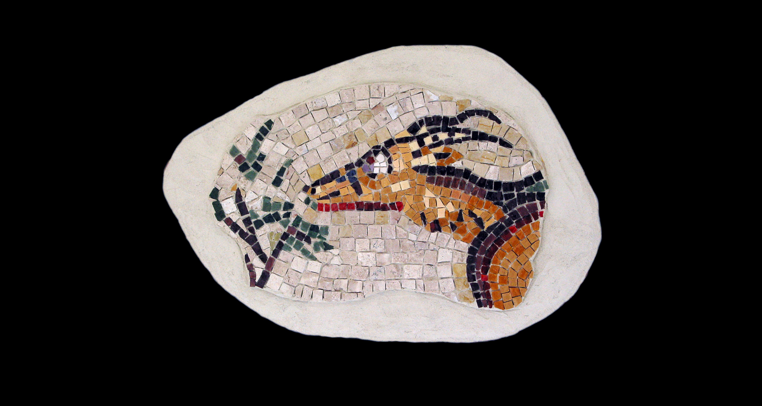 Diana's Antelope. 9.5x15".Italian glass smalti, marble.