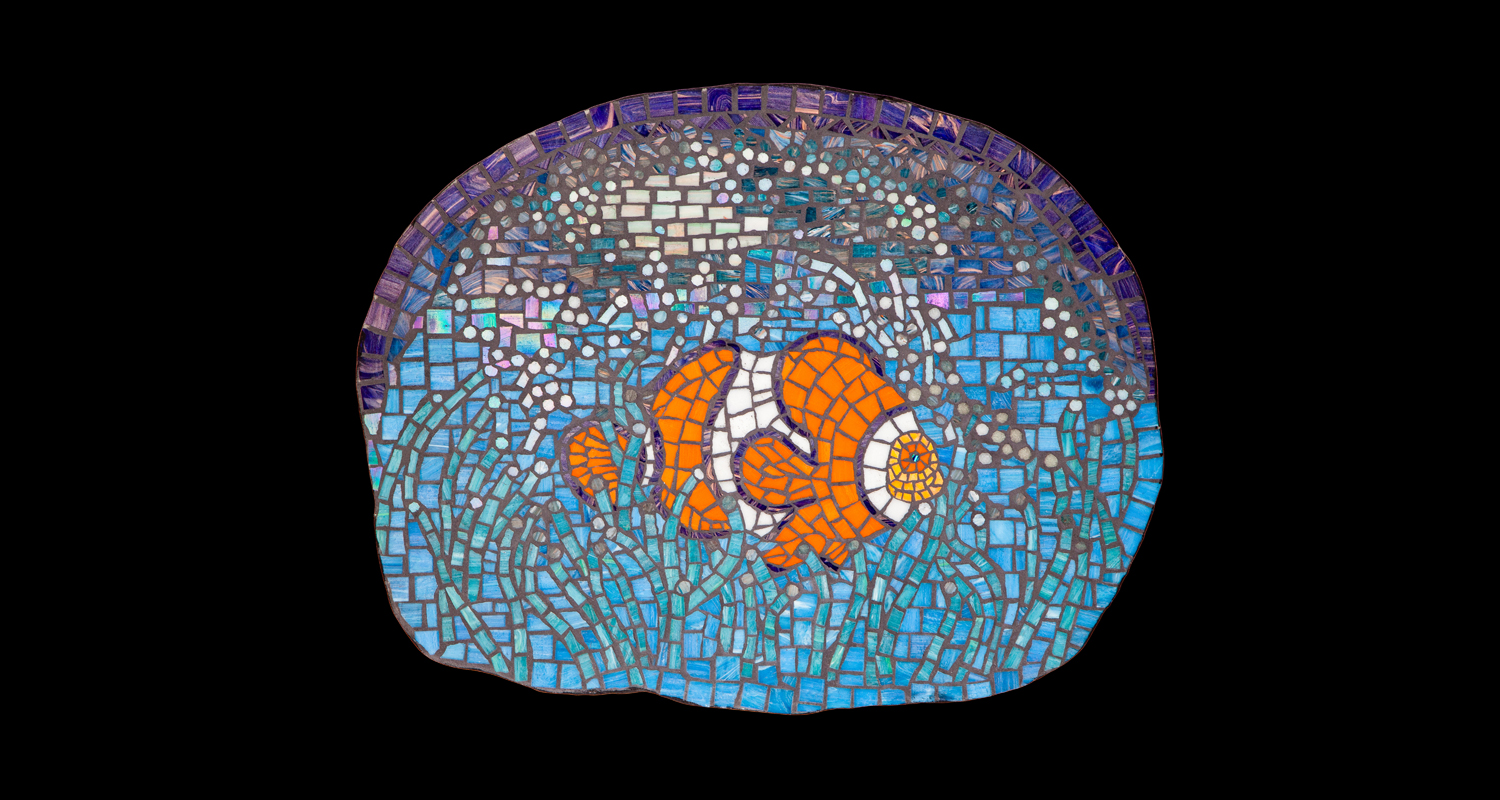 Clown Fish. 19x25" Italian vitreous glass.
