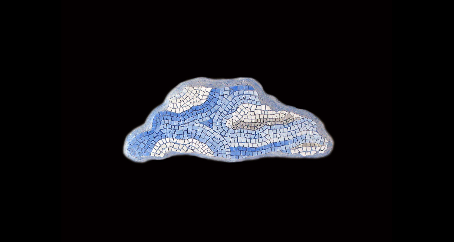 A Silver Lining II. 5x13". Italian glass smalti, 24 karat gold tesserae.