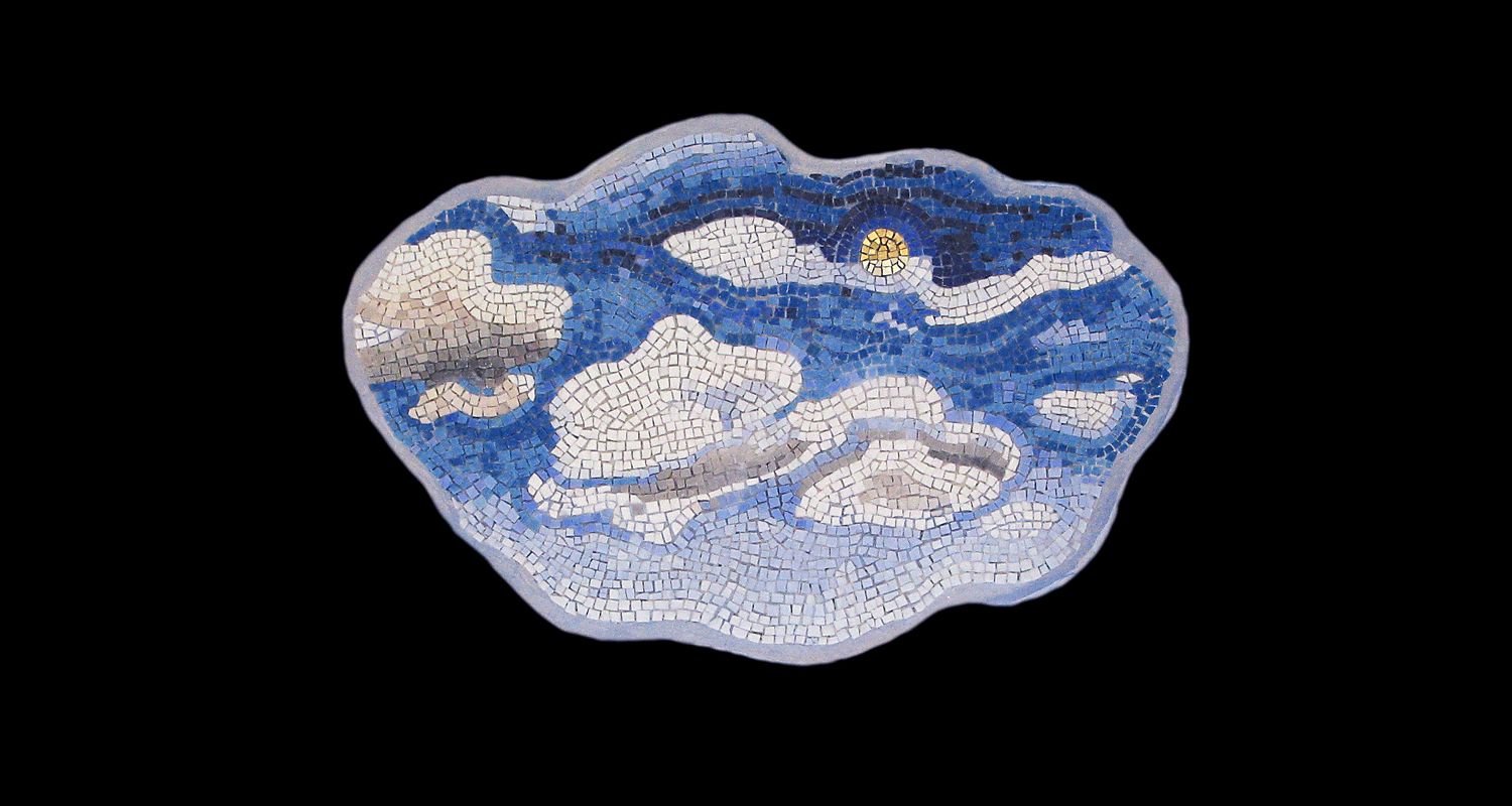Behind Every Cloud. 12x19". Italian glass smalti, 24 karat gold tesserae.