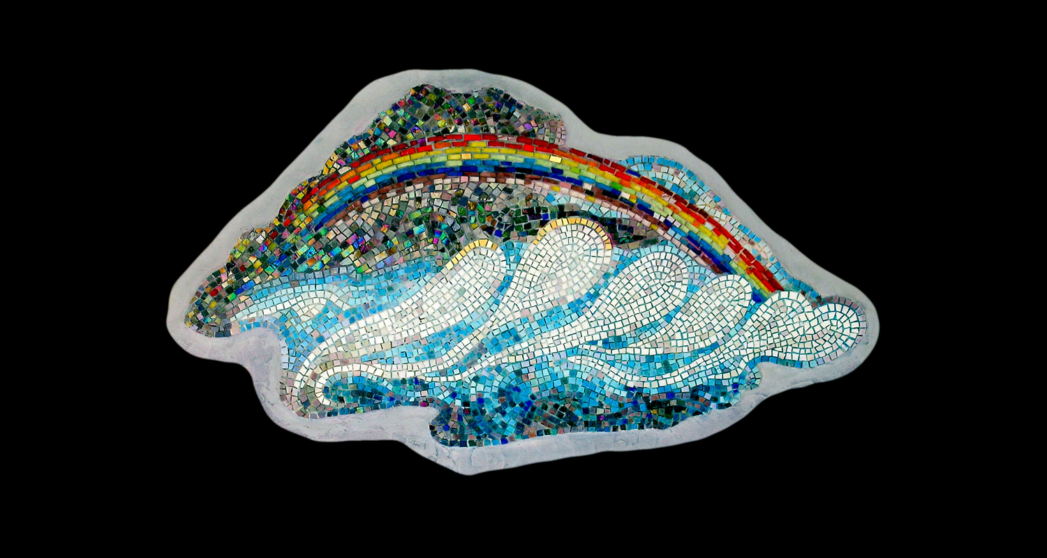 Somewhere. 17x30. Mexican smalti, 24 karat Italian smalti, gold tesserae.