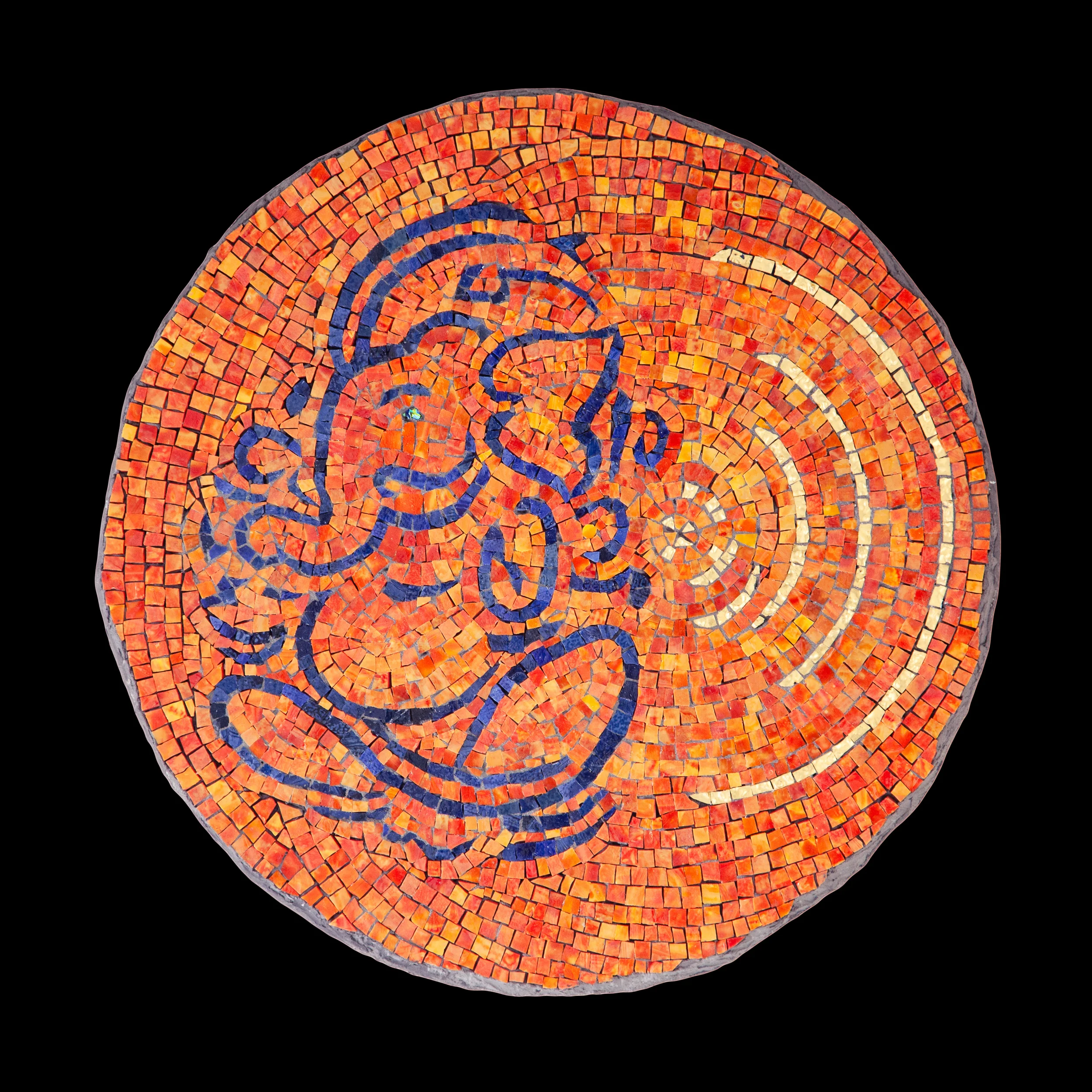 Mosaic Logo: Ganesh. 16" Diameter. Mexican glass smalti.