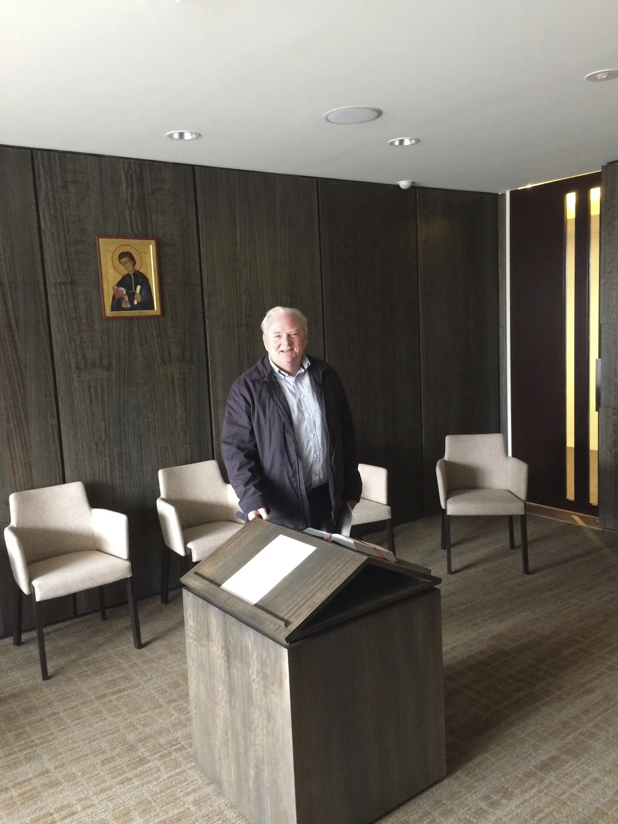 Paul Herrick in the new chapel at Marist Centre Melbourne