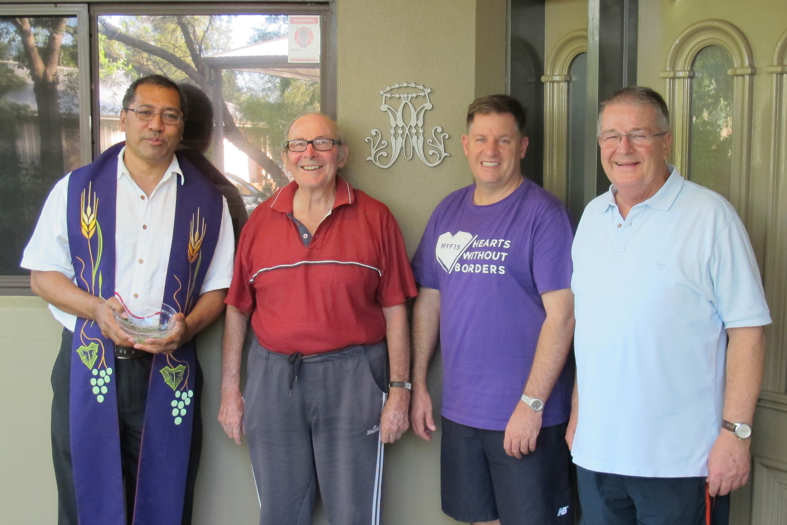 Fr Raass, Brs Bruce, Matt and Tony at the Blessing of the House