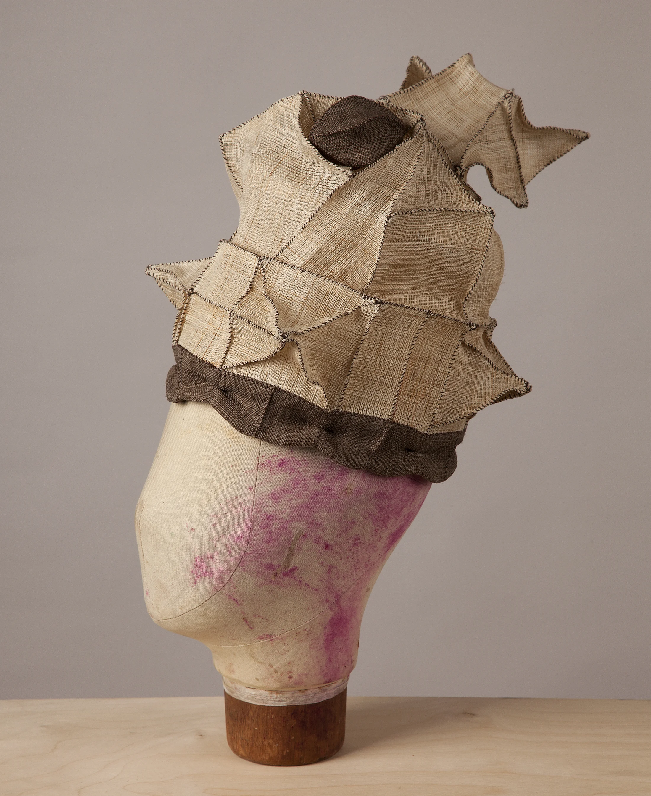 Hand Sewn Hat Materials : Hemp, Poly/Cotton Thread Techniques : Hand Sewing, 3-D Jogakbo (Korean Patchwork) 2013