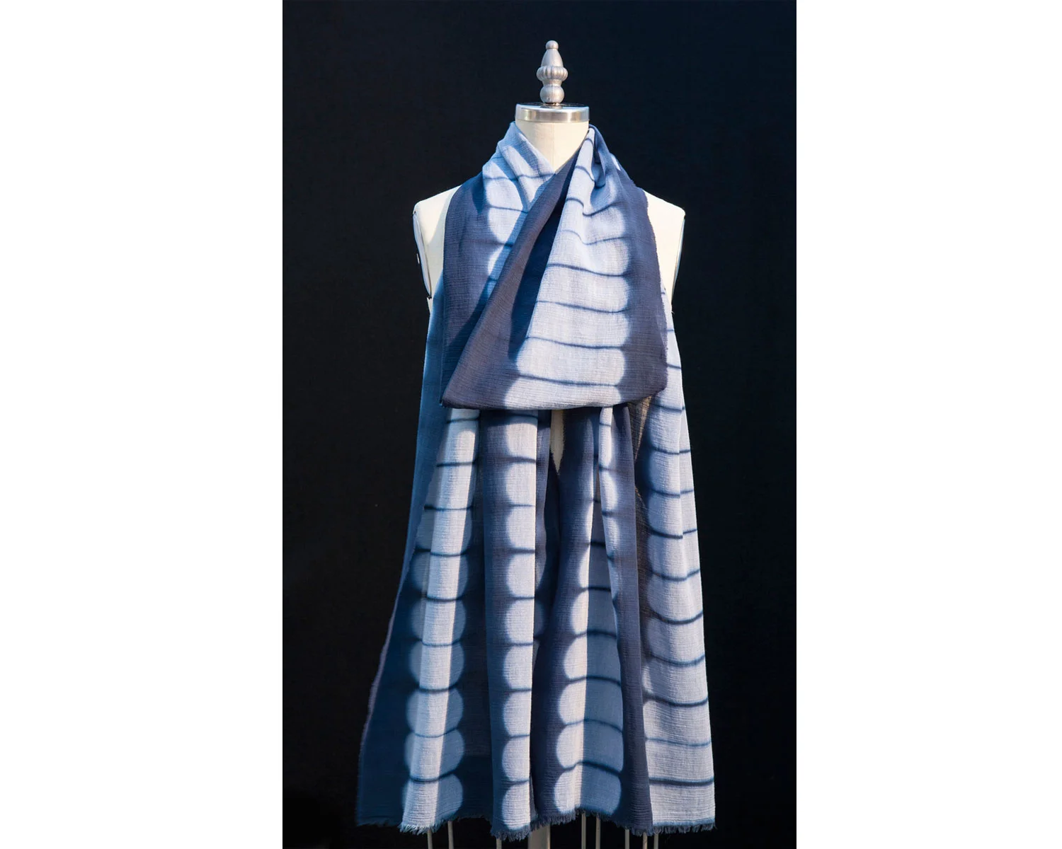 Scarf Materials: Cotton, Cotton Thread Techniques: Clamped Resist Dyeing (Itajime), Hand Stitching 2015