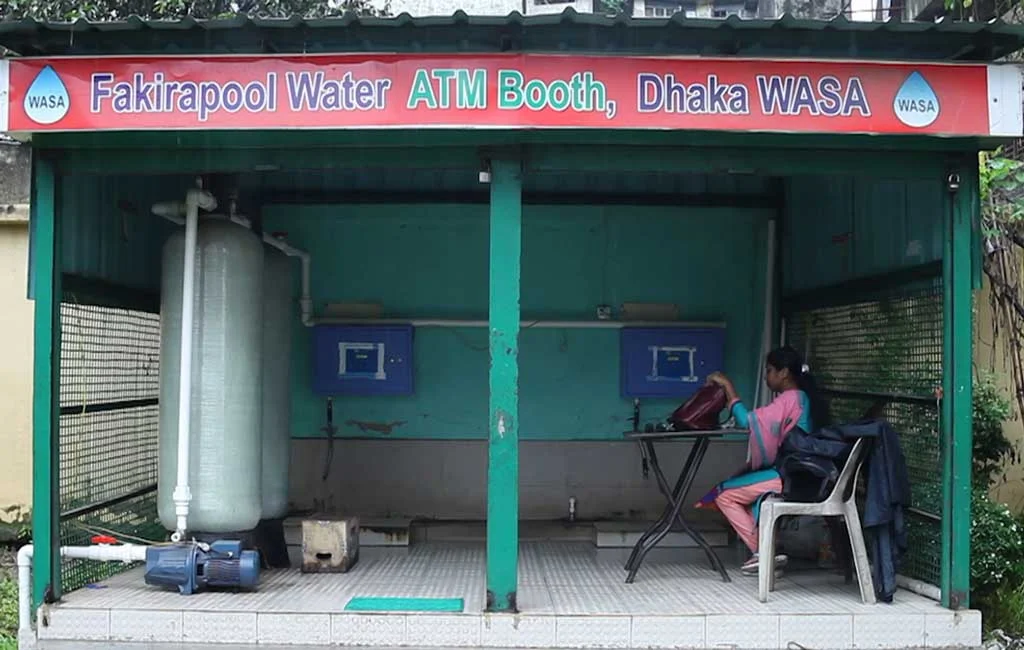 One of 100 water ATM booths installed by Wasa in different areas of Dhaka city (Dhaka Tribune)