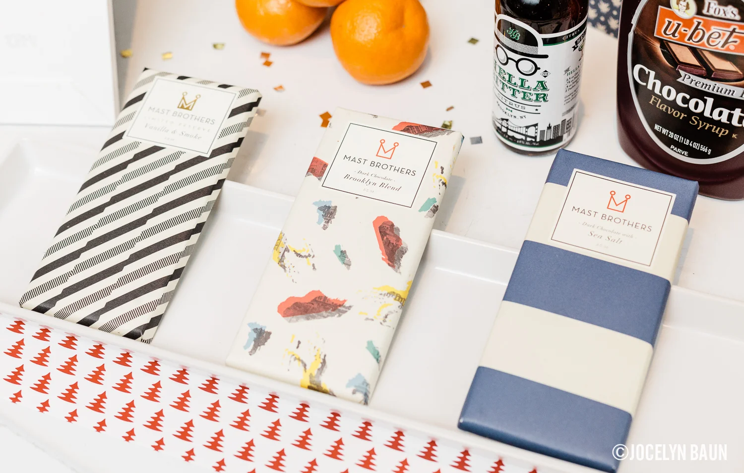 Mast Brothers chocolates to snack on.