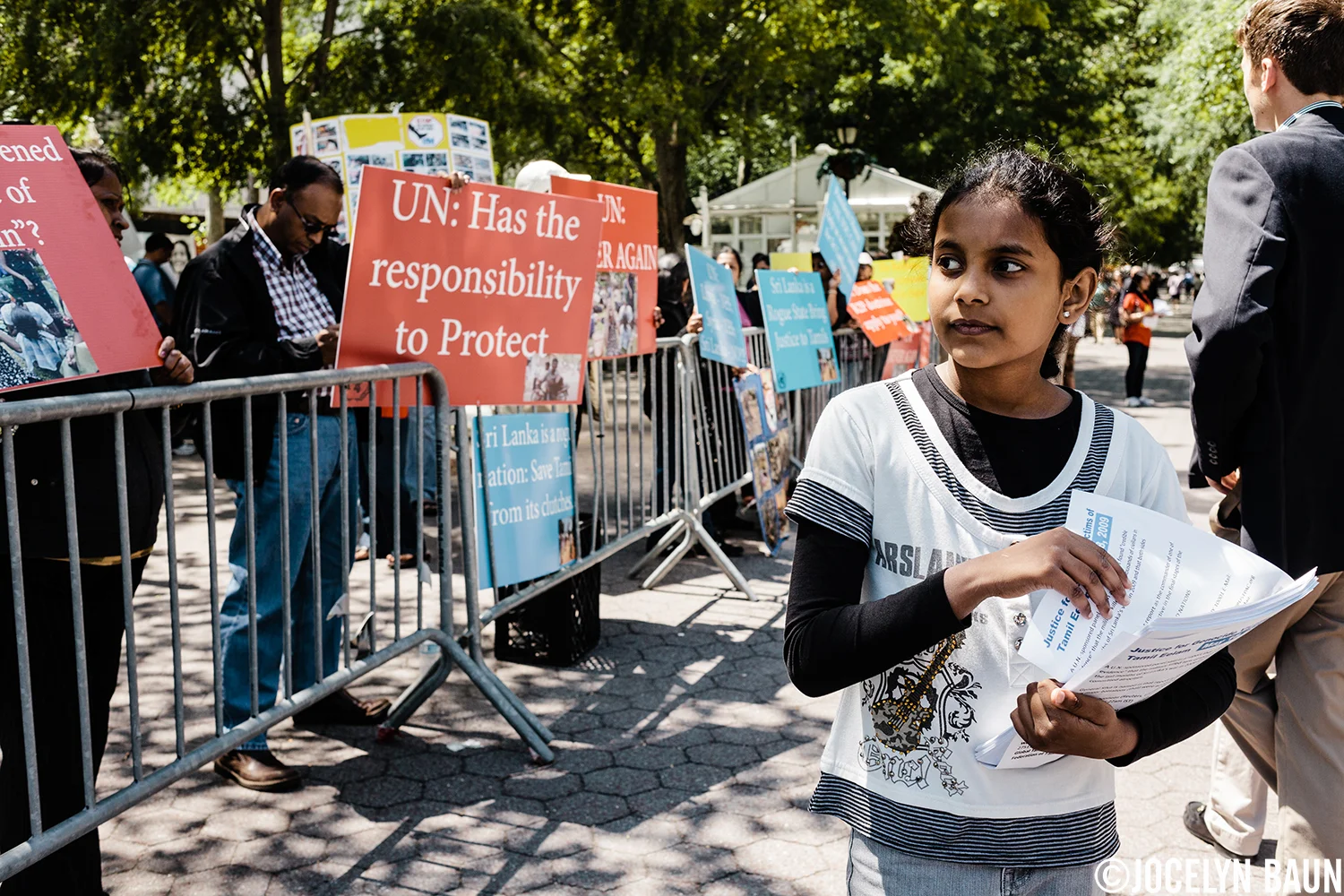 Sri Lankan Tamils protest at the UN to have the Sri Lankan government held accountable for war crimes.