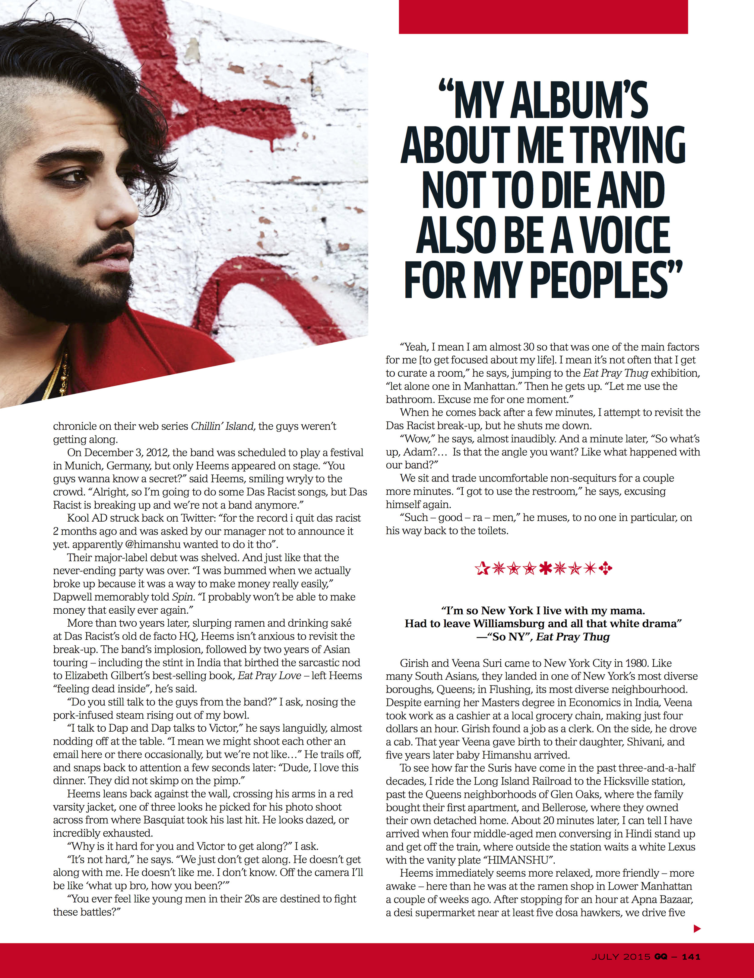  Himanshu Suri, musician - Swet Shop Boys, Das Racist  GQ India 