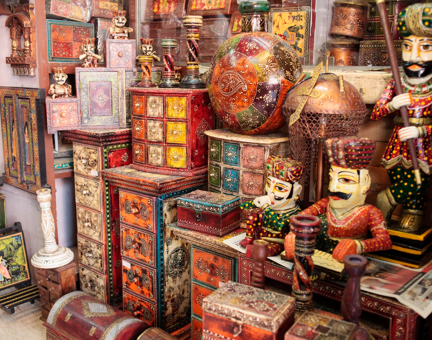 Jaipur, Rajasthan - Handicrafts at Ambika Handicrafts in Johari Bazaar. Singapore Airlines SilverKris