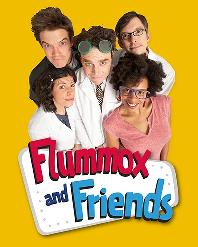 The cast of Flummox and Friends (clockwise from upper left): Ben Johnson, Mark Anderson Phillips, Todd Alan Brotze, Khamara Pettus, Rebecca Poretsky. Download this image.