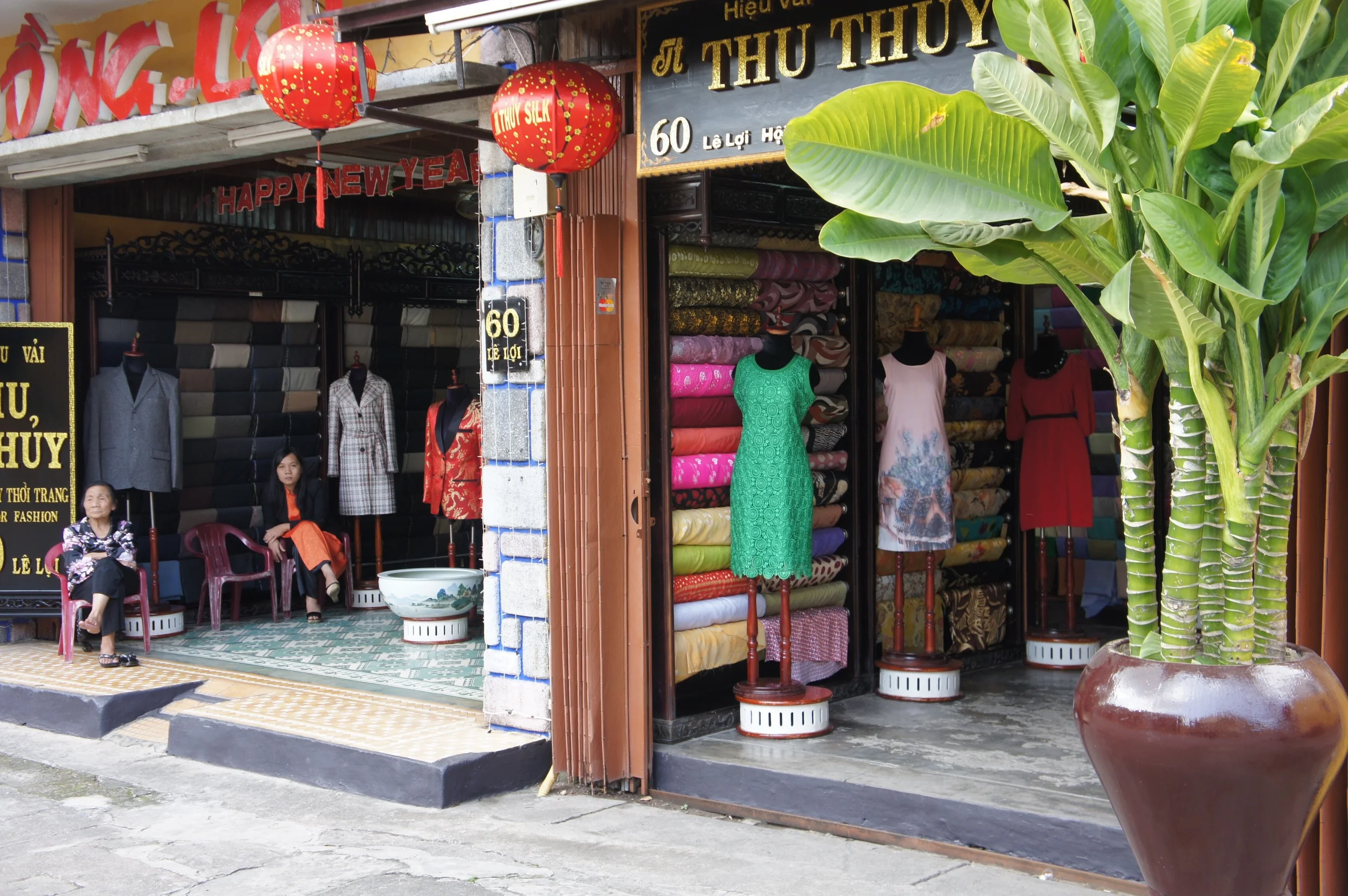 A tailor shop in Hoi An (not actually the one we went to, which was on a busier street).