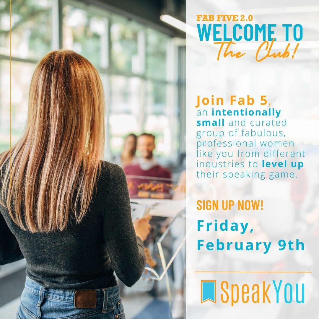 🎉Looking to take your public speaking skills to the next level? Join us at Fab Five 2.0 on February 9th! This exclusive event is designed specifically for professional women like you who are looking to connect with like-minded individuals across dif