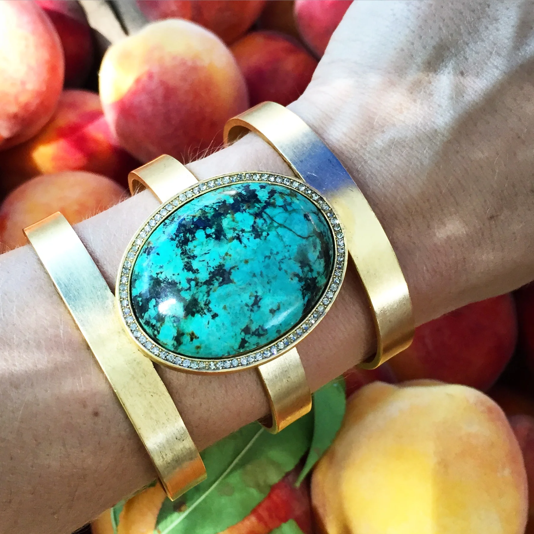 African Turquoise Cuff Bracelet - Sequin