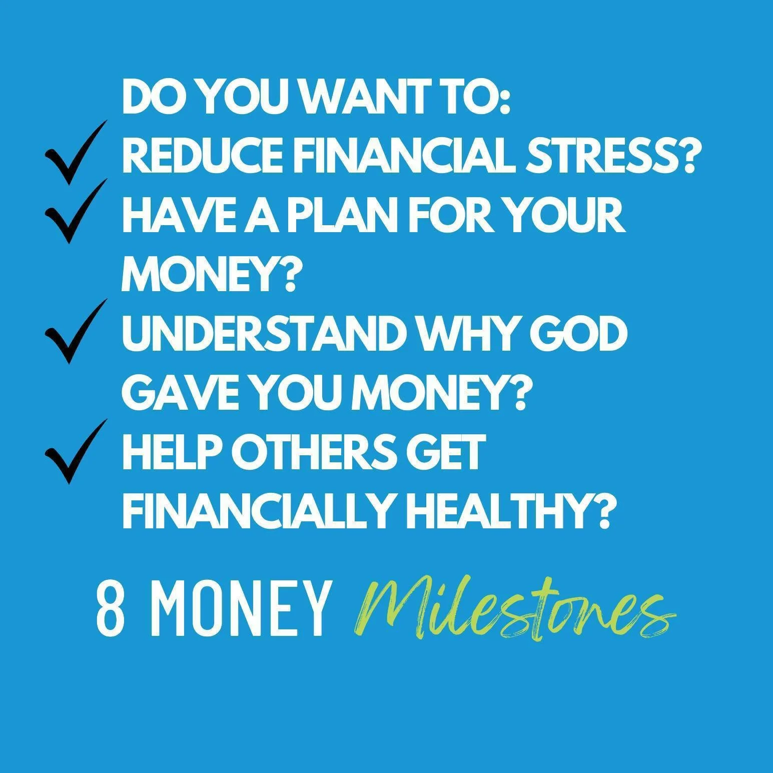 We want to invite you to join us for our 8 Money Milestones group. This is a 6-week financial wellness class that will begin on March 22 at 2p. This program is designed for everyone, regardless of your current financial situation. Whether you are fee