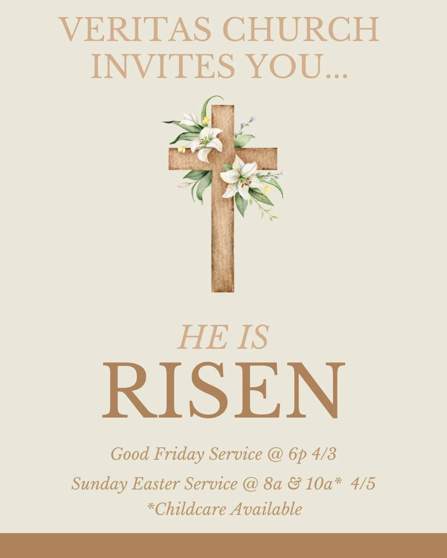 Veritas Church, join us this evening for a time of remembrance of Jesus's work on the Cross. 

If you do not have a church home, we will welcome you at 584 S Reilly Rd during any of the times listed below. We hope to see you there!