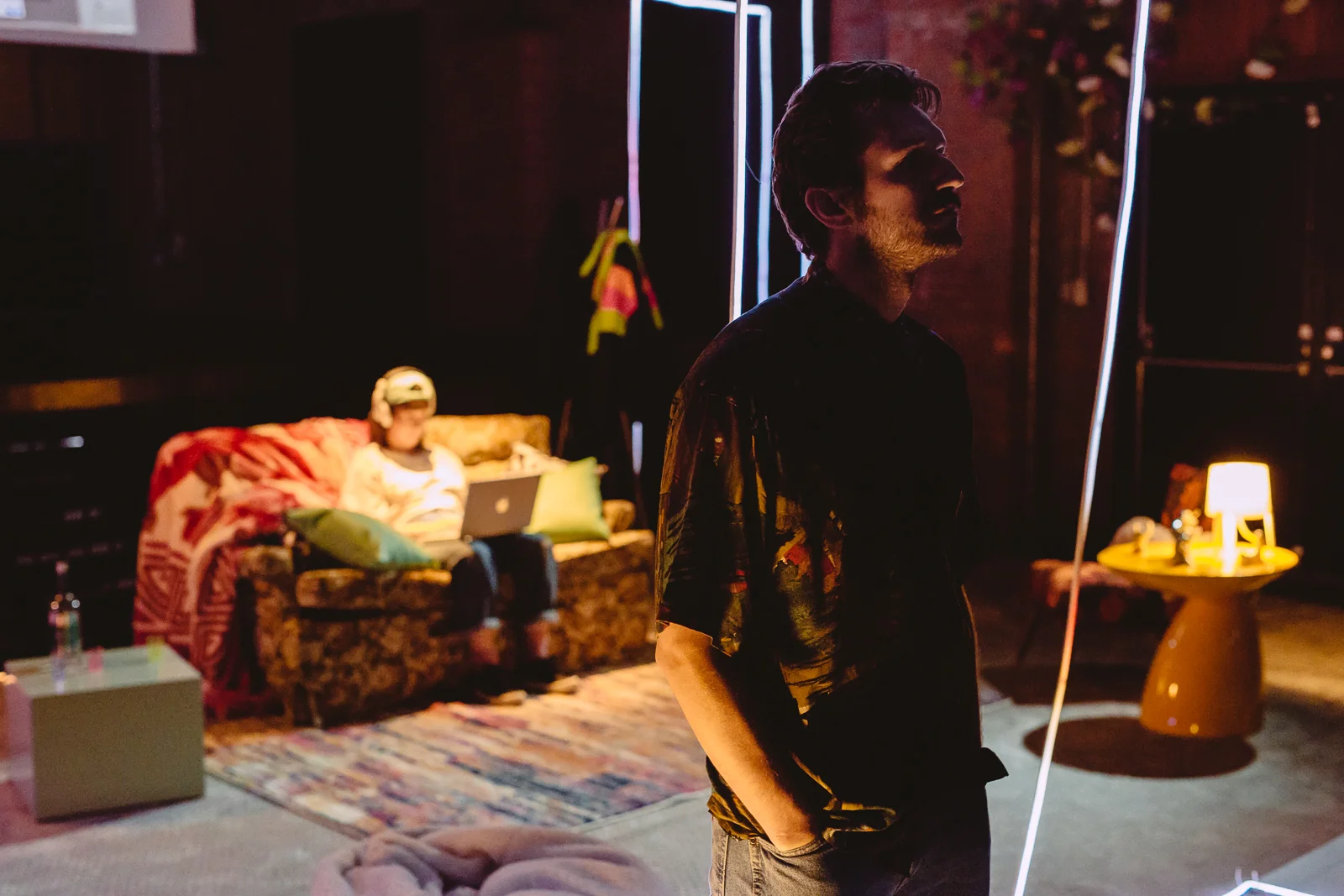 Photo by Tye Carson | Design by Alison Yanota | Projection design by Tyler Klein Longmire | Image of Zoe Glassman and Joe Perry