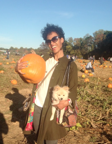 Spike loves the pumpkin patch. He's very chill and has taken over our lives...but he's cute!