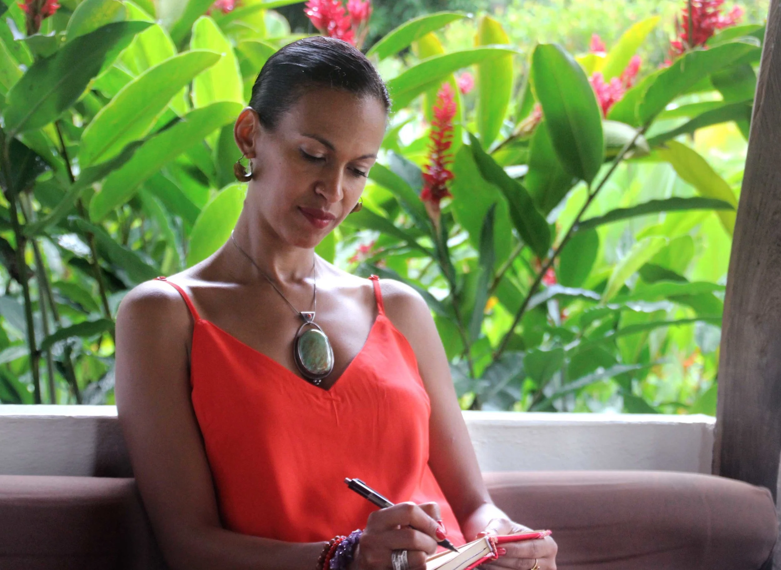Journaling on our Tropical Transformation Wellness Retreat in Colombia.
