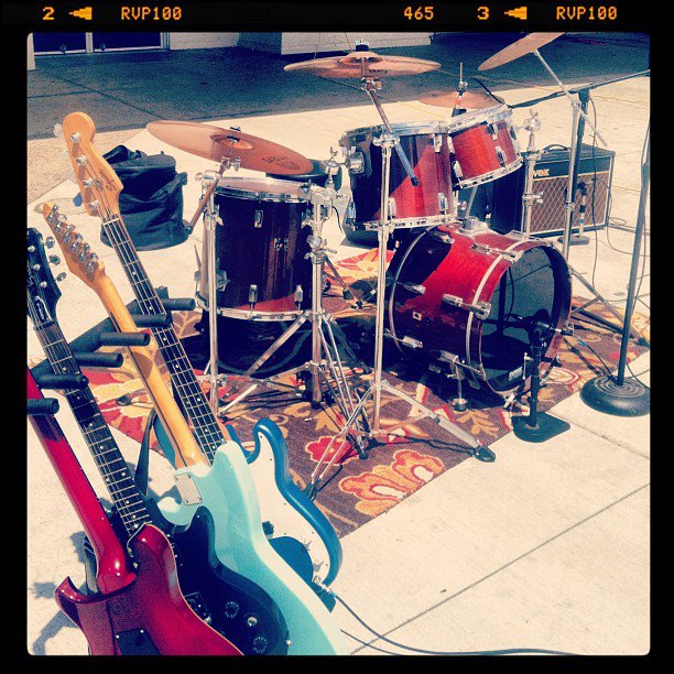 That’s Trevor Cochran’s band, “PAPERDAY’s” gear at the “Battle of The Bands” at Trevor’s high school.
