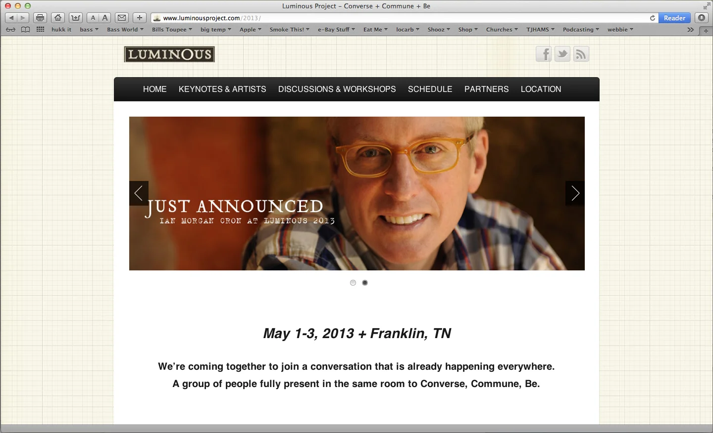 The Luminous Project: Nashville, May 1st through 8th. Come and meet Roy.