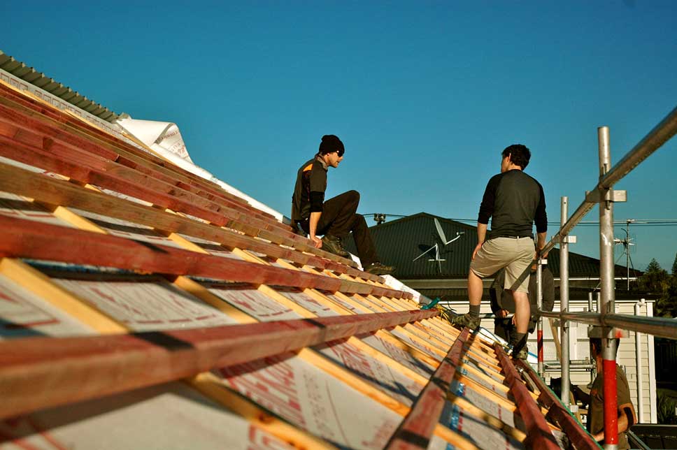  Exposed roof battens before beginning solar installation. 