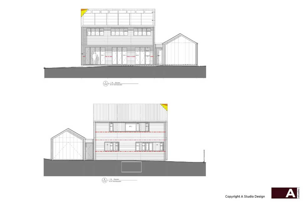  North-south elevations. 