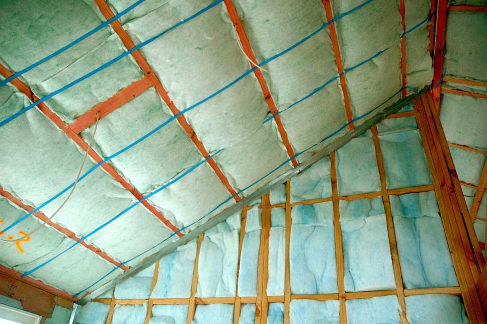    Second layers of insulation in walls and ceiling. 