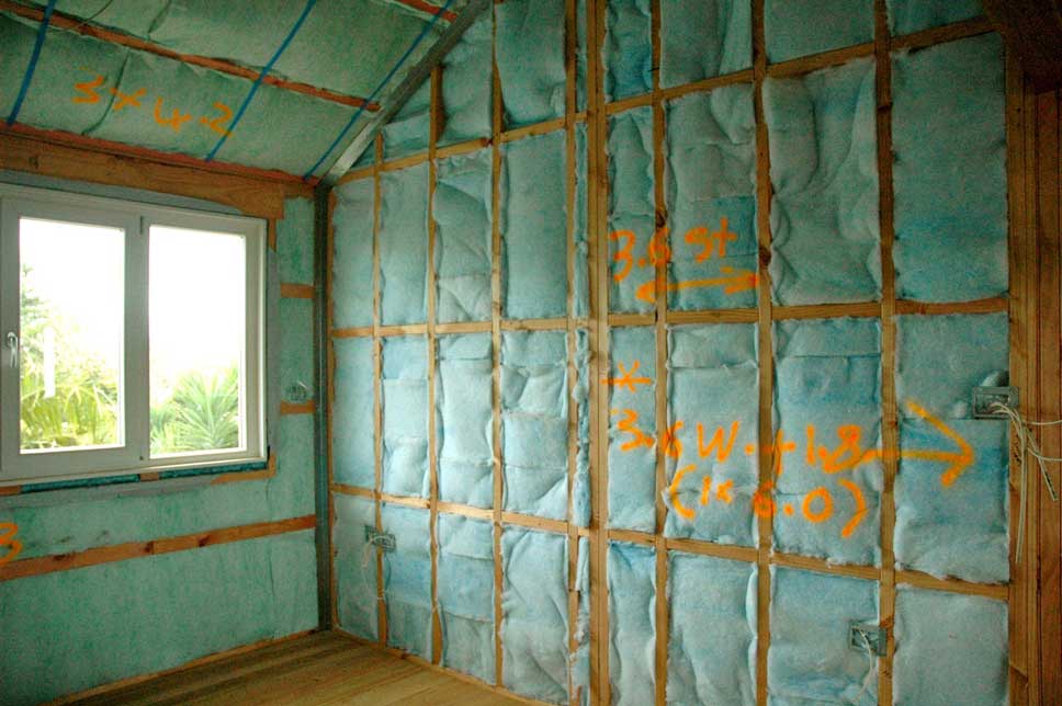    Completed double layers of insulation in upstairs bedroom. 