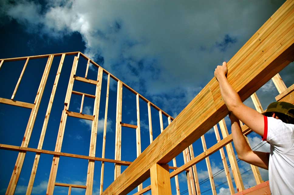    Ground floor beam during construction. 