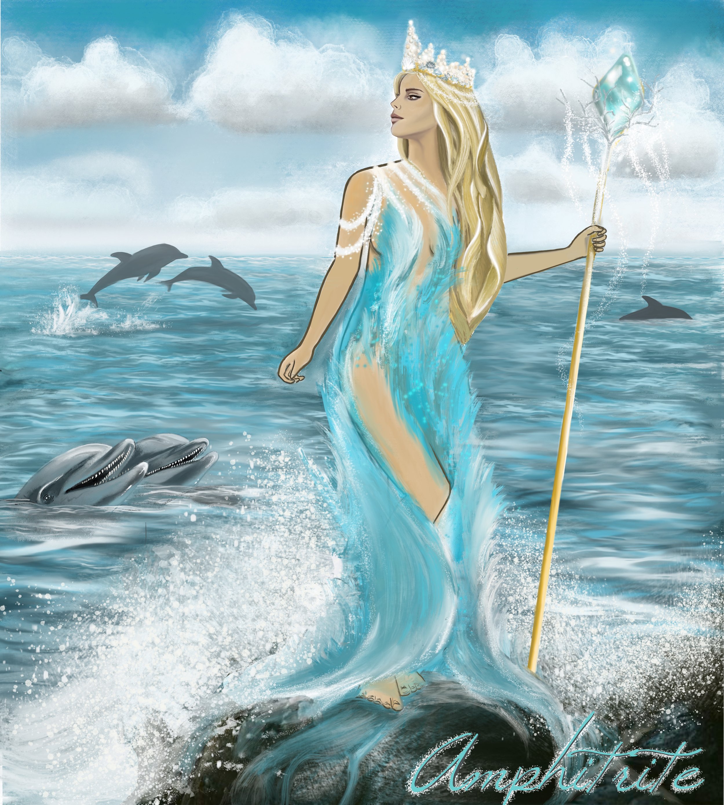 Goddess of the sea and wife of Poseidon.
