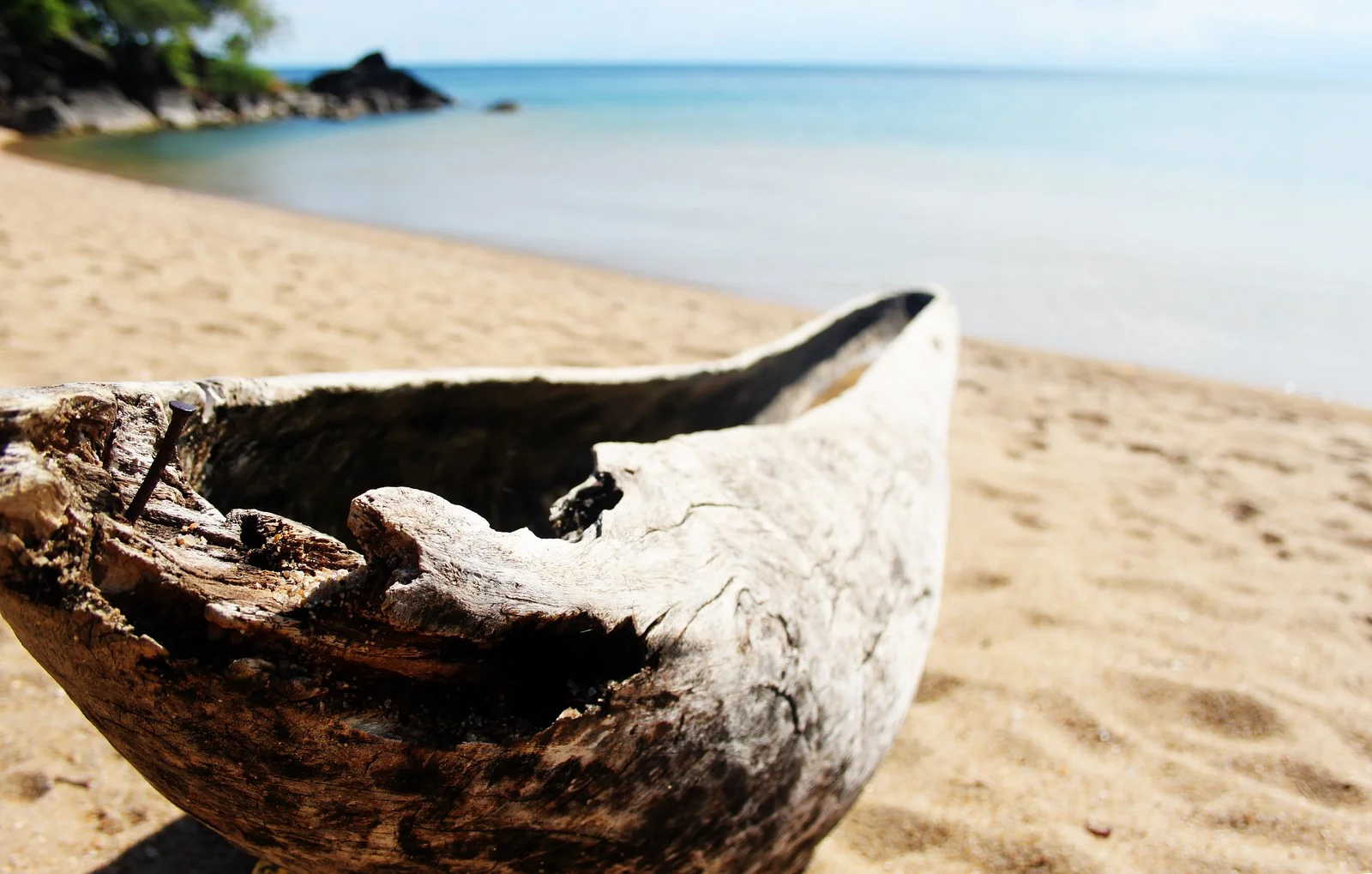 a traditional dugout, or log boat, used by most of the local fishermen