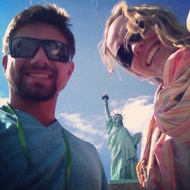 our first day in NYC. Lady Liberty photo bombing us...