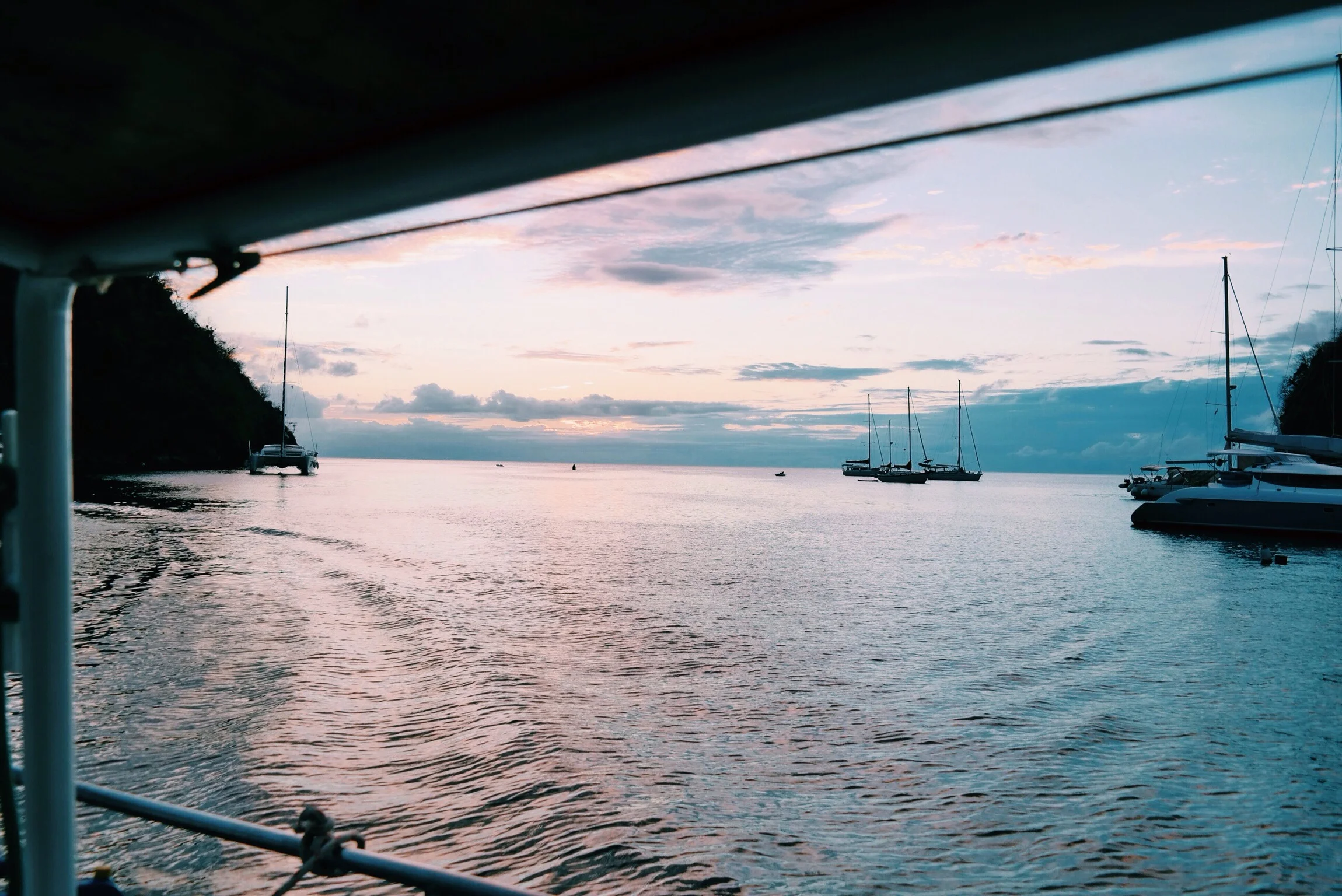 sunset towards the entrance of the bay