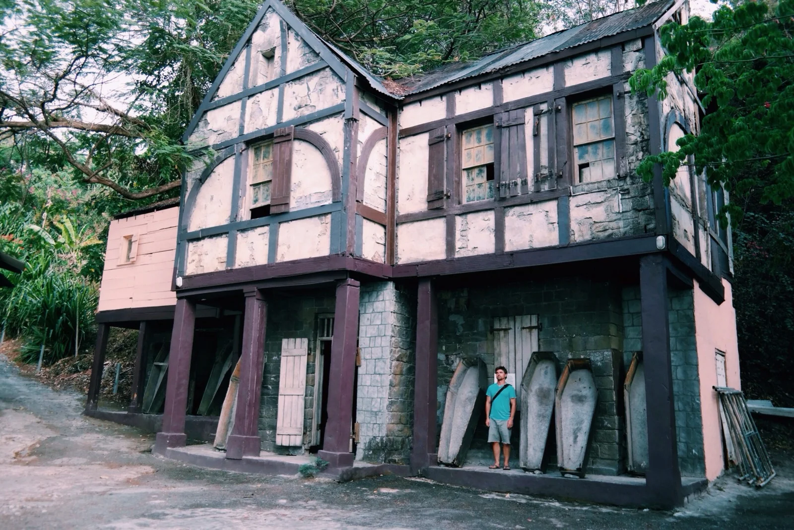 one of the sets built for the movie, now with a new paint job by the locals