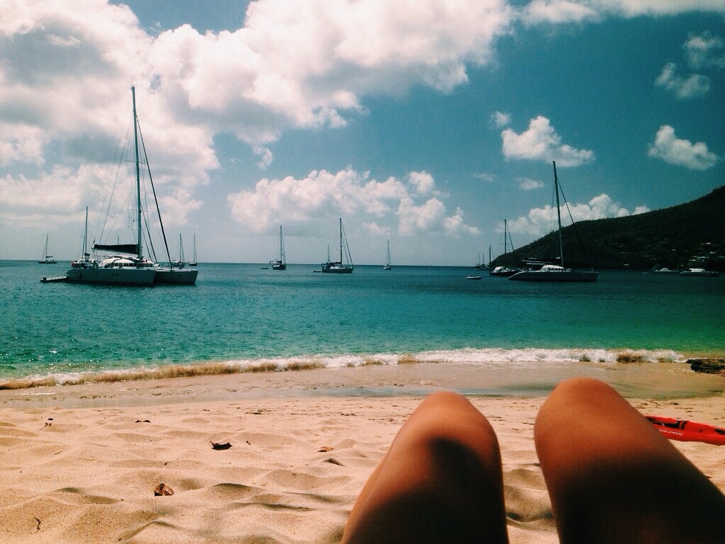 relaxing under a palm tree, enjoying the view ;)