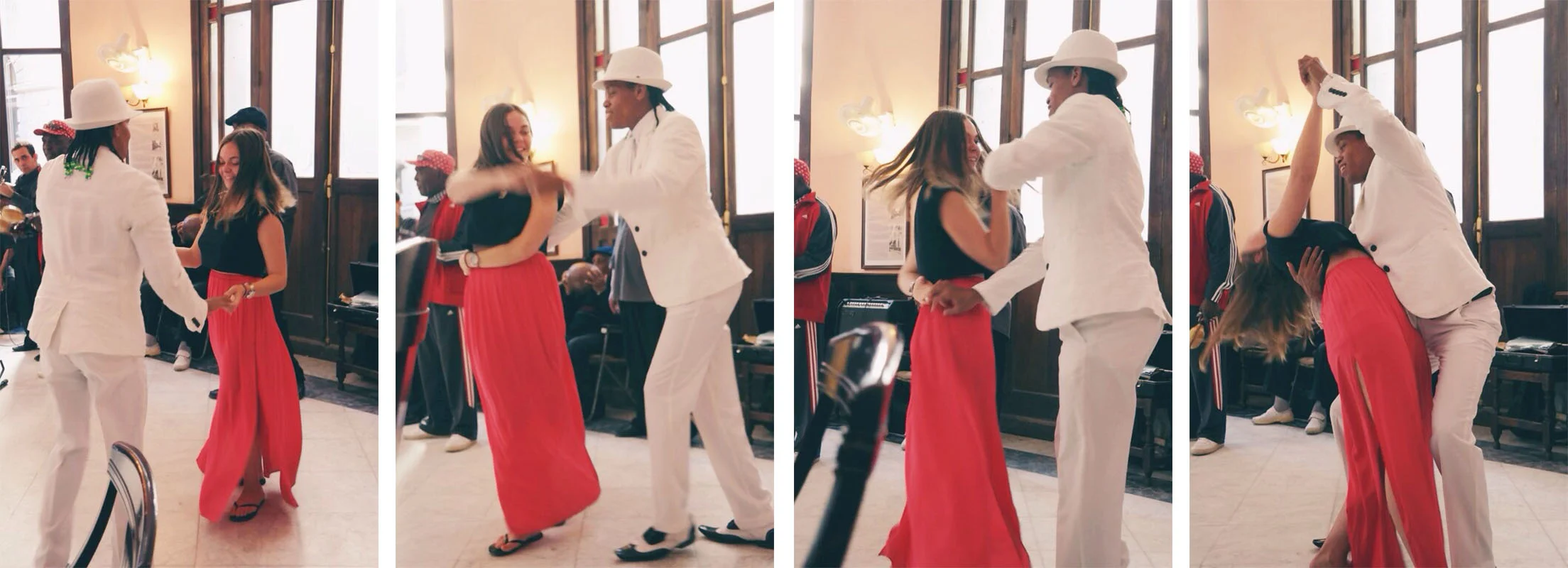 lunch time: cigars, wine and Chloe dancing