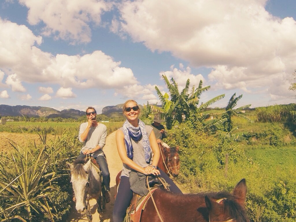 Ben &amp; Charlette (with our guide in the back) on the ride home with Pina Colada and Cuba Libre