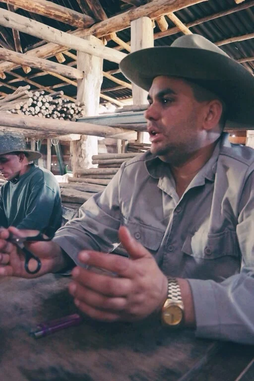 The farmer explaining his process