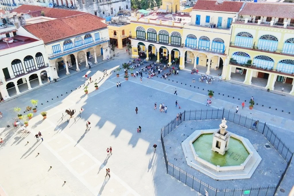 view of Plaza Vieja from the top of the Camera Obscura