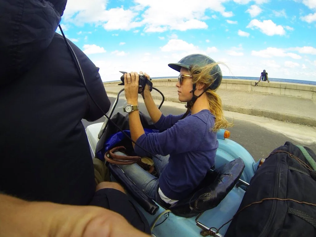 GoPro shots of us driving along the Malecon