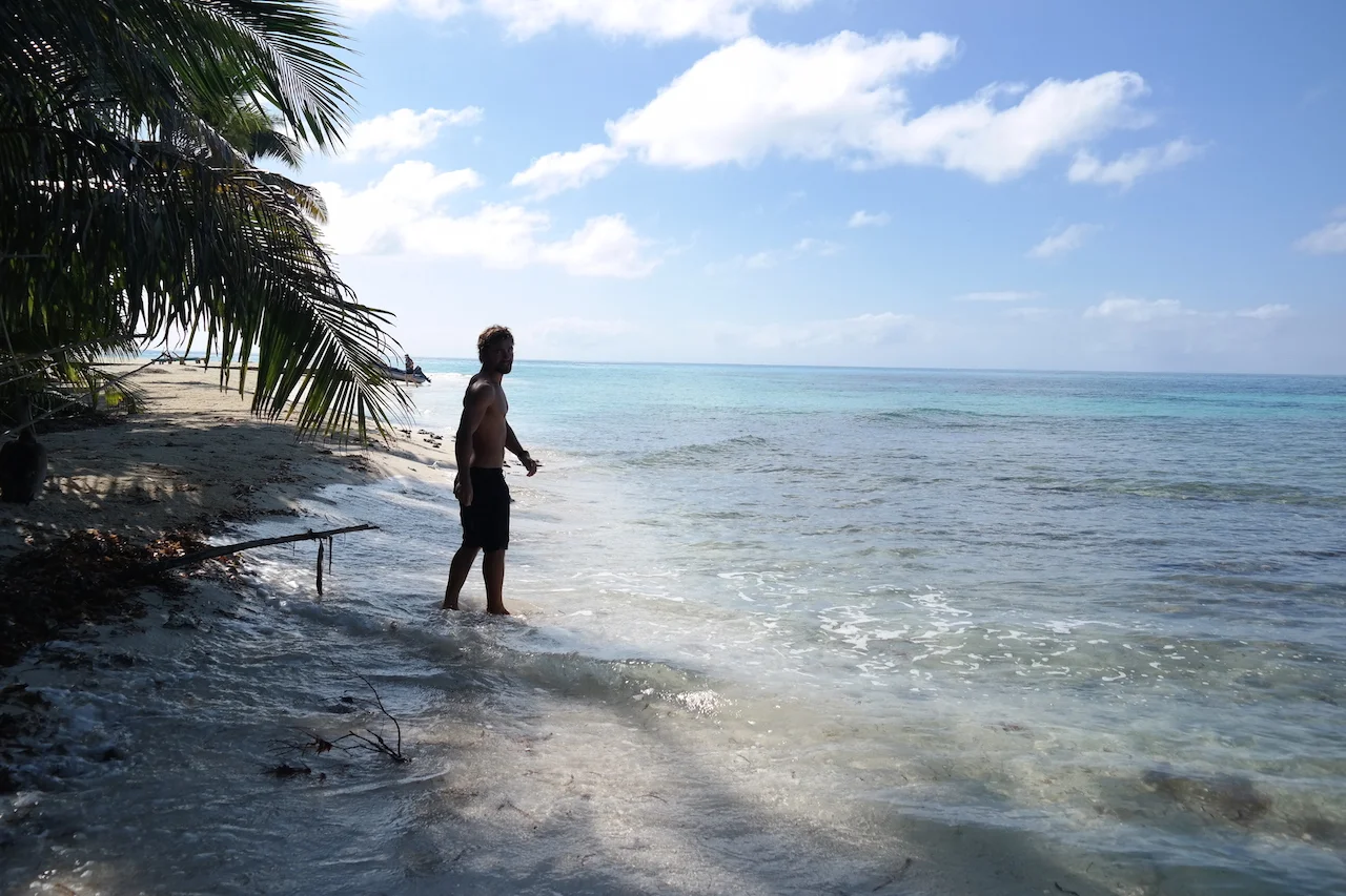 Ruf exploring the beaches of Ranguana Caye