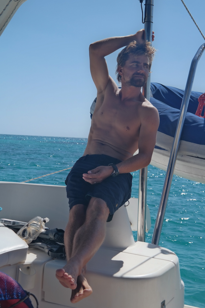 Ruf resting after a long day of sailing, snorkeling and exploring